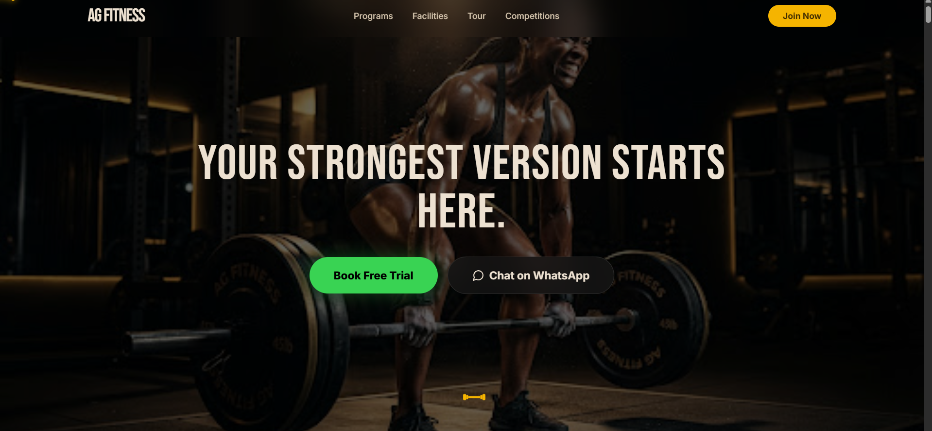 AG Fitness — website built by Sidpin