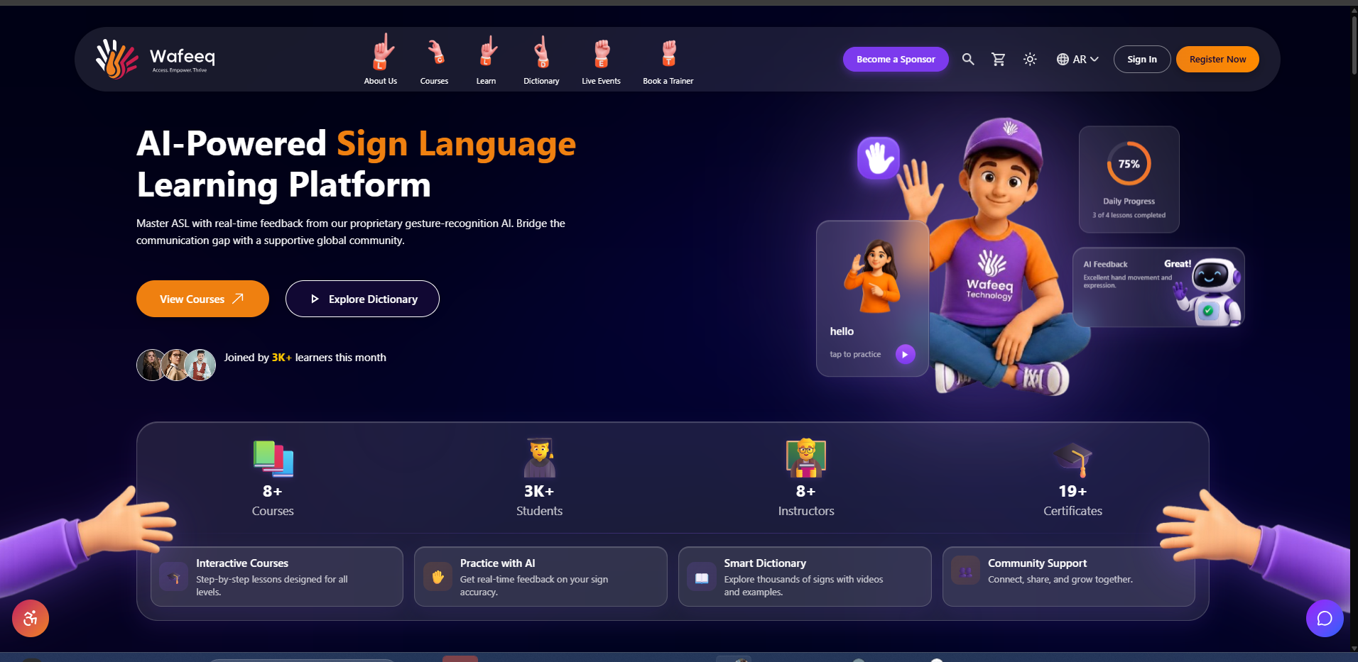 Wafeeq — website built by Sidpin